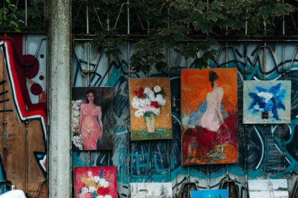 Paintings on Andriivskyi Descent, Kyiv, autumn 2023
