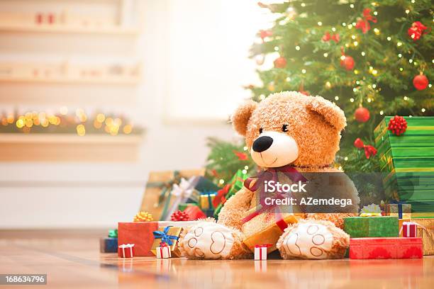 Christmas Morning Stock Photo - Download Image Now - Christmas, Gift, Teddy Bear