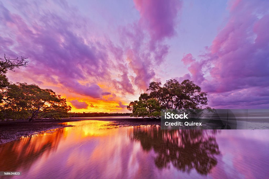 Australian Dreamscape Australian sunset over coastal waterway with dramatic cloudscape.  Australia Stock Photo