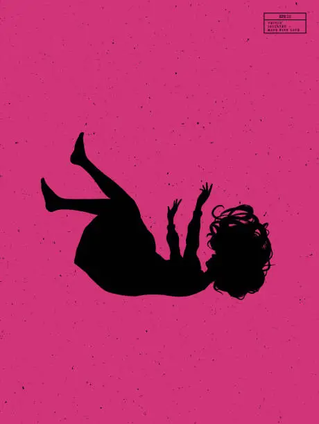 Vector illustration of Silhouette of woman underwater