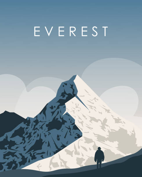 illustrations, cliparts, dessins animés et icônes de affiche de voyage sur l’everest himalaya - himilaya