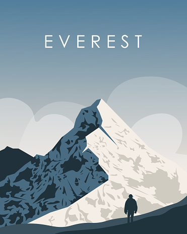 Vector illustration. Everest, Himalayas. Poster, banner design. Tourism, travel.