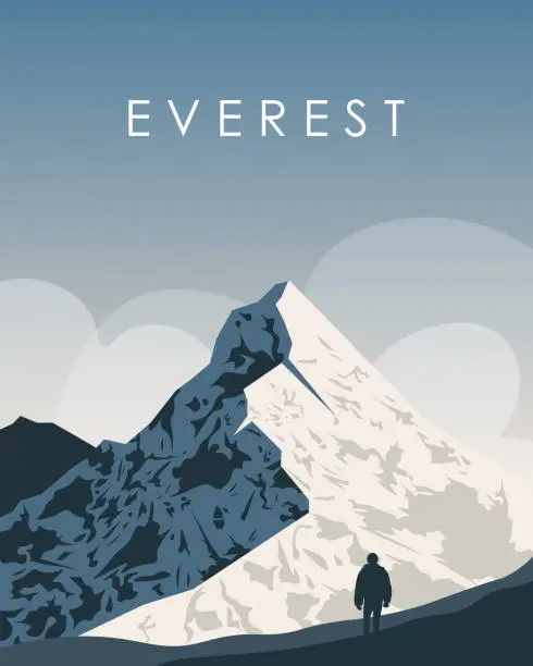 Vector illustration of Everest Himalaya travel poster