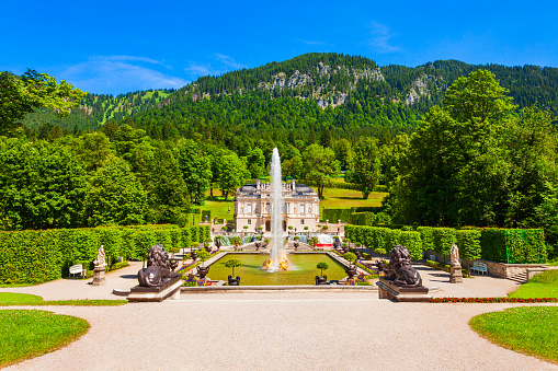 Schloss Linderhof Palace is located near the village of Ettal in southwest Bavaria, Germany