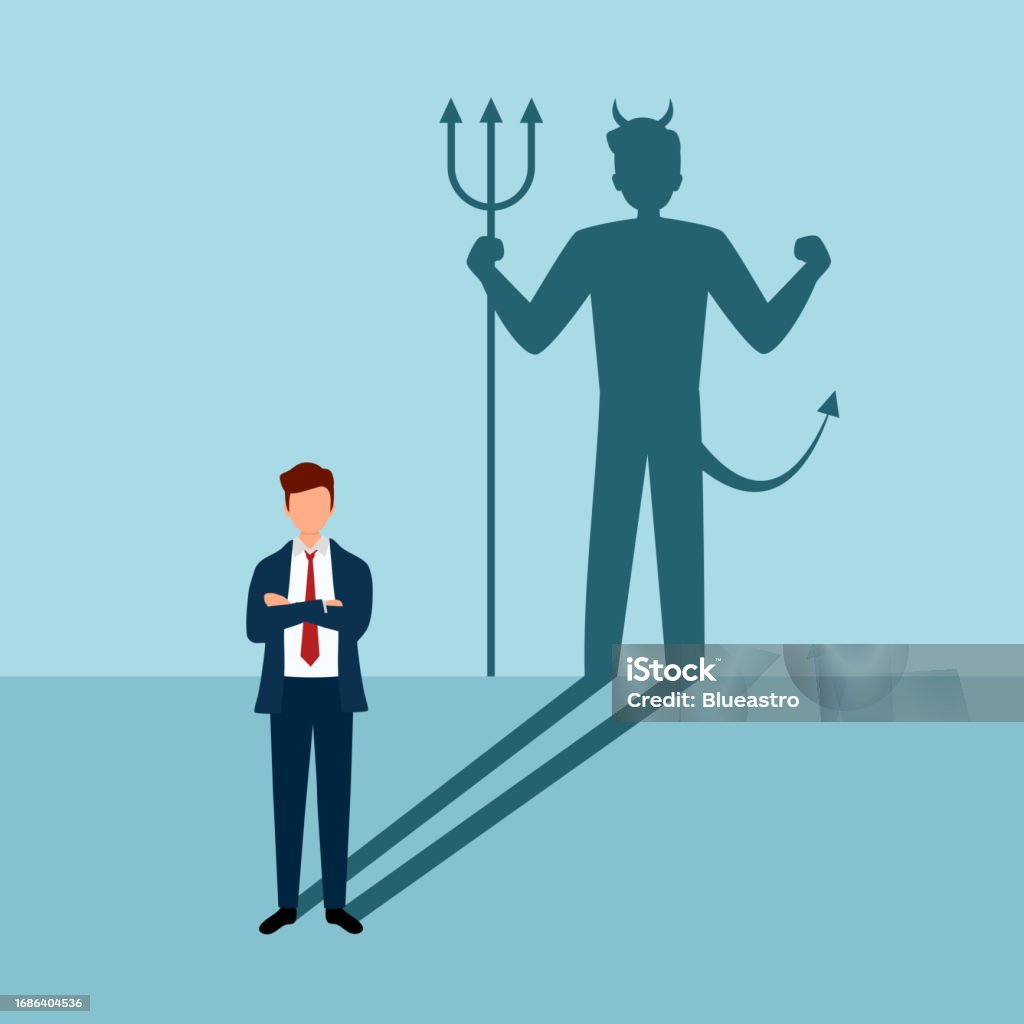 Devil Shadow Businessman With His Devil Shadow In Flat Design Evil Boss Stock ...
