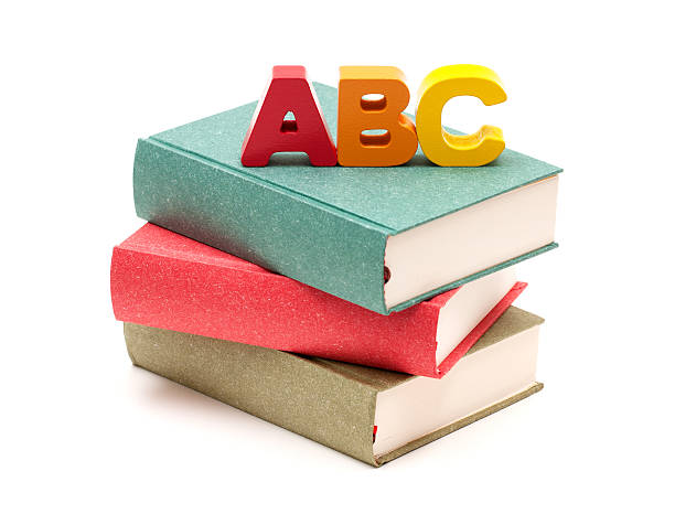 école de livres et lettre de l'alphabet - abc photos et images de collection
