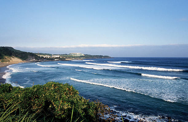 South Korea, Jeju Island, Jungmun Beach. South Korea, Jeju Island, Jungmun Beach. Jungmun Beach is a popular surfing and tourism attraction on the south coast of Jeju Island. jeju city stock pictures, royalty-free photos & images