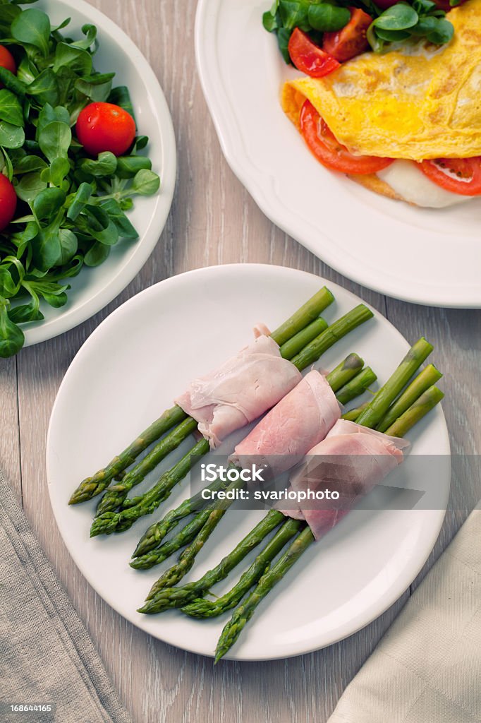 Ham rolls with asparagus Asparagus Stock Photo