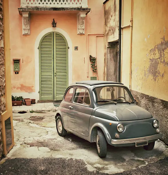Old Italian car. Aging process added.