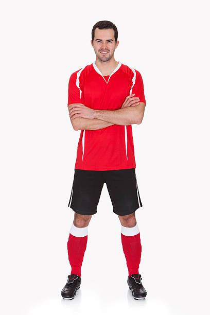 ritratto di professionisti calciatore - t shirt men red portrait foto e immagini stock