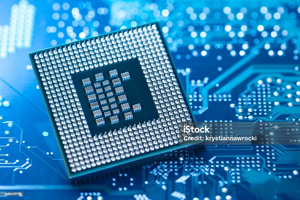 Microprocessor Hang Microprocessor Lying On Circuit Board Stock Photo - Download Image Now ...