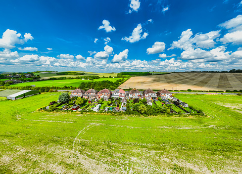 Aerial view of old houses of Amagleba village in Georgian region Guria