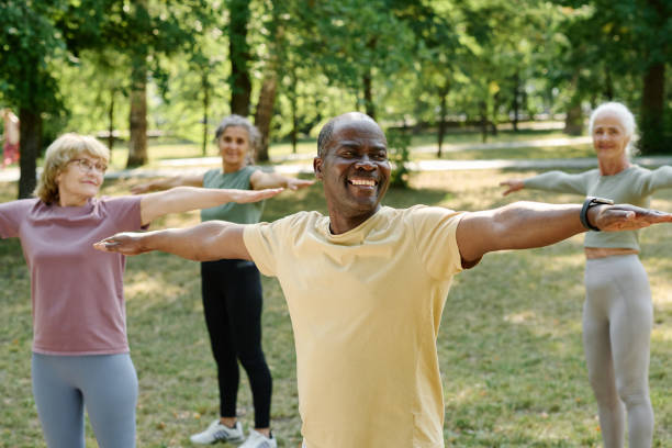 istock Senior people exercising in the park 1686537167
