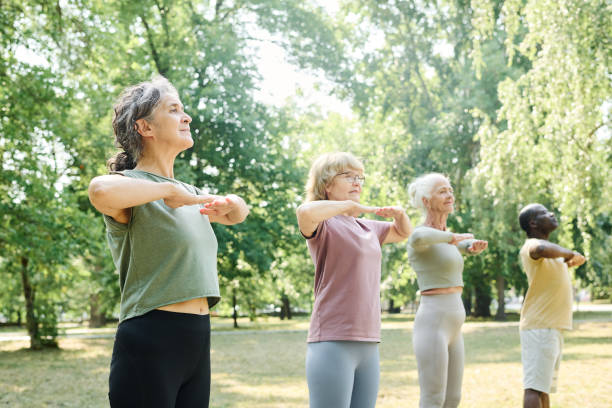 istock Group of senior people training outdoors 1686538222