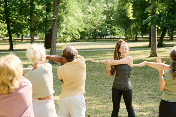 istock Coach showing exercises to senior people 1686539771