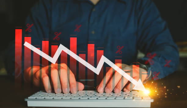 istock Financial failures and economic failures, currency fluctuations, failures graph. 1686544014