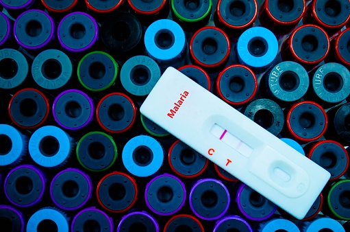 The patient positive tested for malaria by strip method.