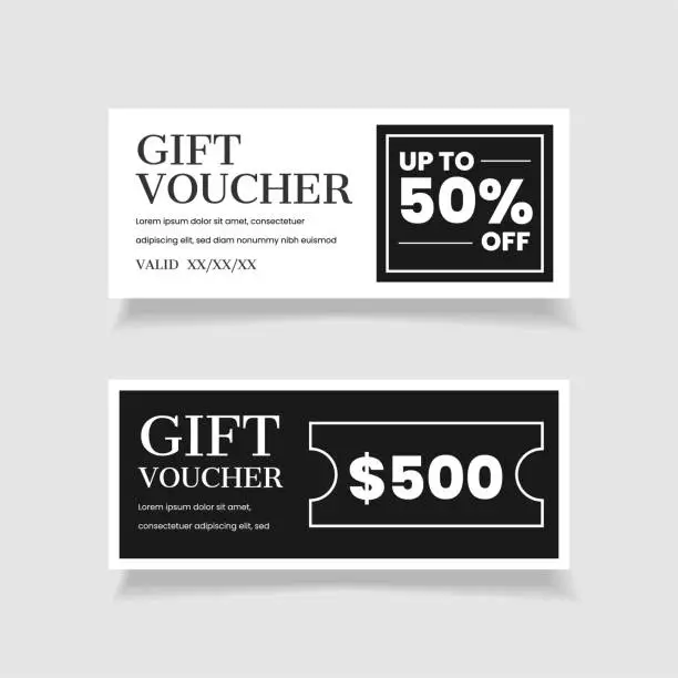 Vector illustration of Gift voucher template layout. discount 50 percent off