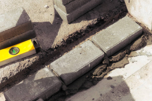 istock View of sidewalk brickwork. Paving bricks in cement. Background 1686566677