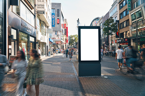 Digital Billboard in a City Street Downtown