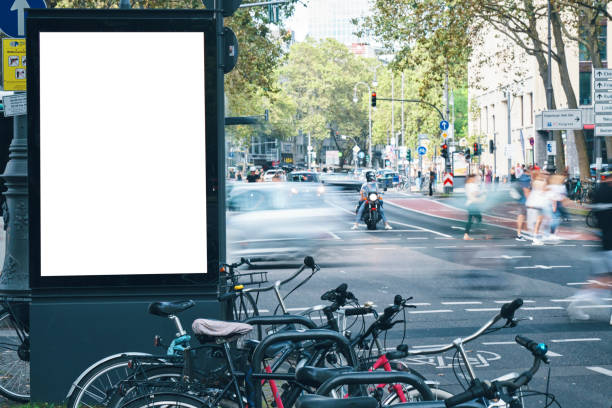 Digital Billboard in a City Street Downtown