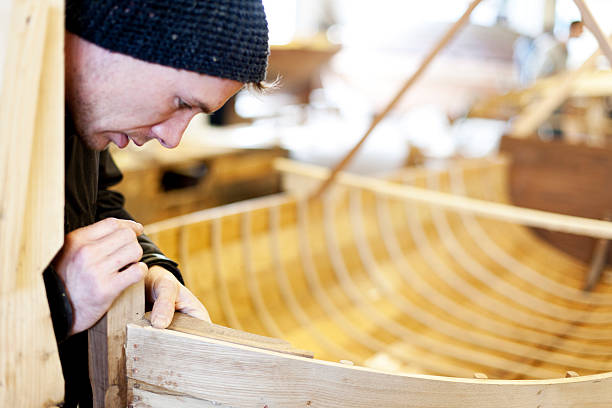 istock Handcrafted wooden rowing boat 168658162