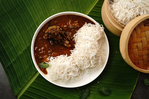 Idiyappam with Chicken curry | Kerala steamed breakfast made of rice flour