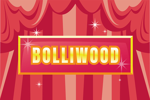 Bollywood cinema indian neon brochure background concept. Vector flat graphic design