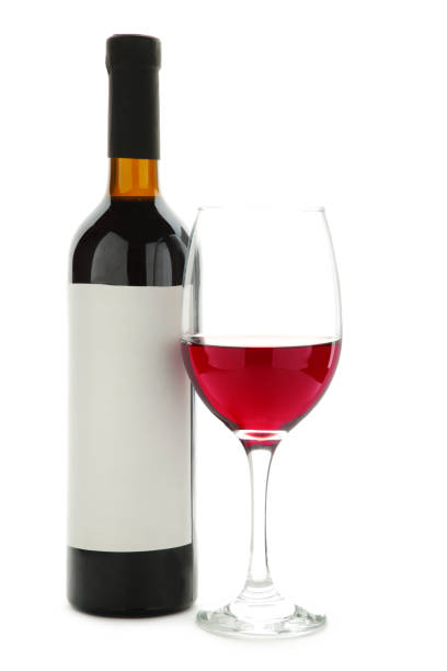 istock Red Wine bottle and glass isolated on white background 1686615181