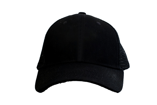 Black baseball cap on white background