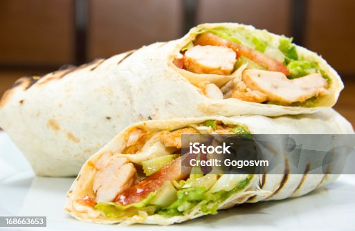 istock Döner kebap - Chicken Salad Sandwich Wrap 168663653