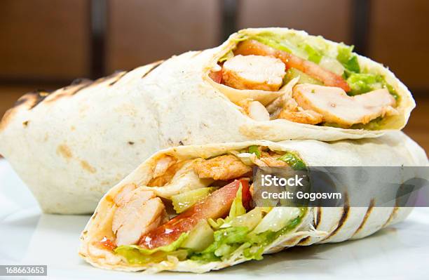 Döner Kebap Chicken Salad Sandwich Wrap Stock Photo - Download Image Now - Wrap Sandwich, Chicken Meat, Grilled Chicken