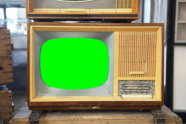 istock Old TV with green screen. Retro technology concept. 1686644968