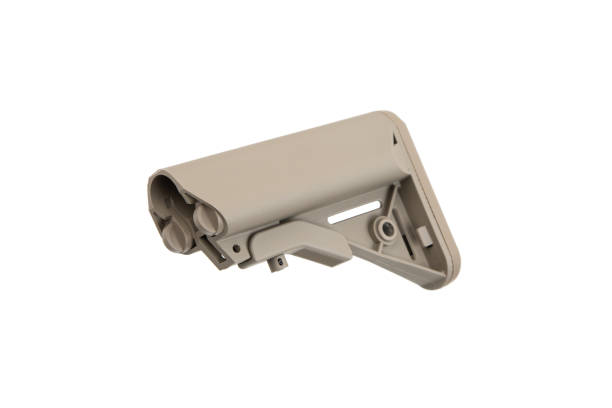 istock Modern plastic adjustable stock in FDE color. Replaceable part of the gun. Isolate on a white background. 1686646000
