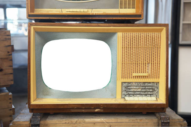 istock Old TV with a white screen on the bedside table. Retro technology concept. 1686646294
