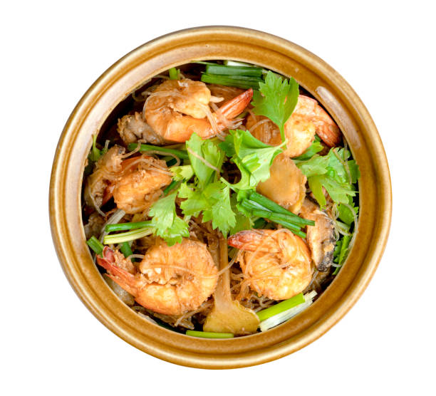 istock Baked Shrimp with vermicelli isolated on white background ,include clipping path 1686677418