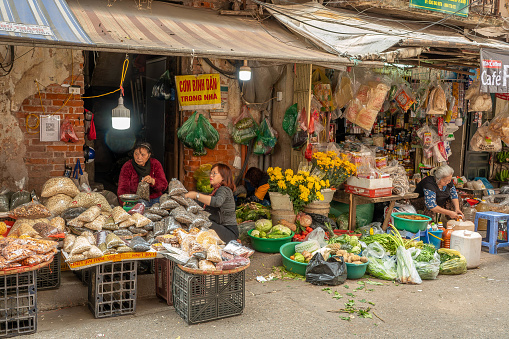 Street market in Hanoi, Vietnam