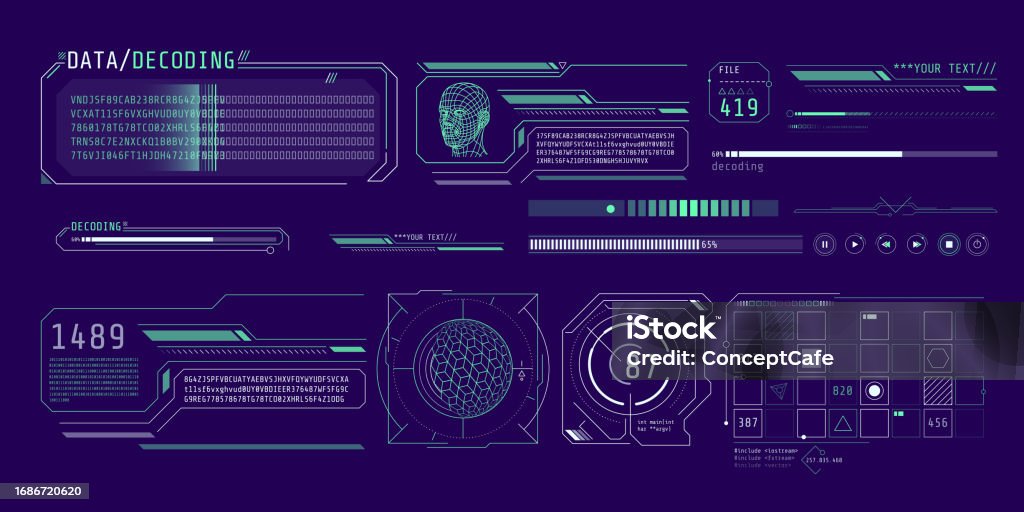 Hud Interface Design For Decoding Big Data Stock Illustration ...