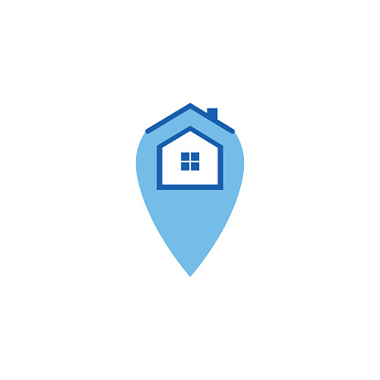 Home, House Location Pin Icon Logo Symbol Design Template Flat Style Vector