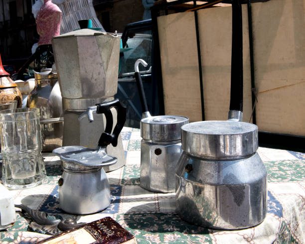 Coffee machines on a store shelf