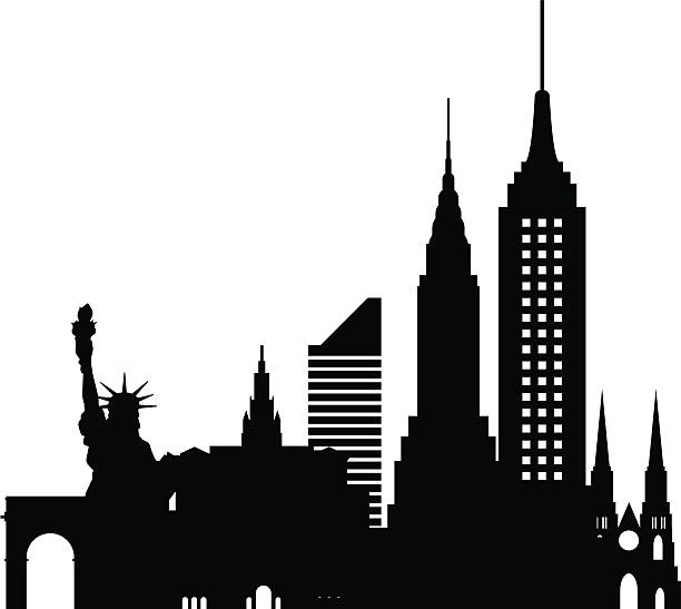 뉴욕 스카이라인 - empire state building stock illustrations