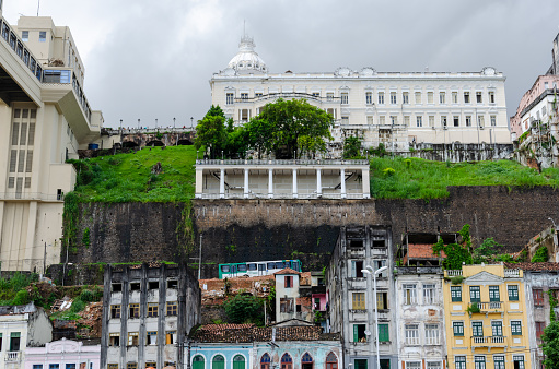 Salvador, Bahia, Brazil - June 09, 2015: View from below of the Rio Branco Palace in the city of Salvador in Bahia.