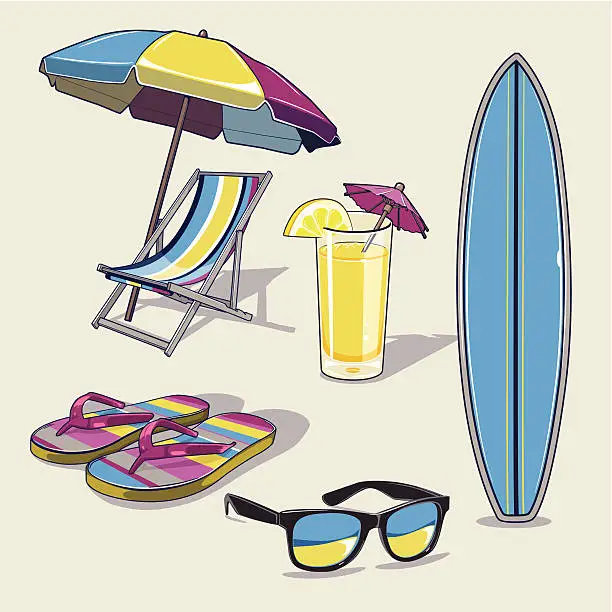 Vector illustration of Beach Items2