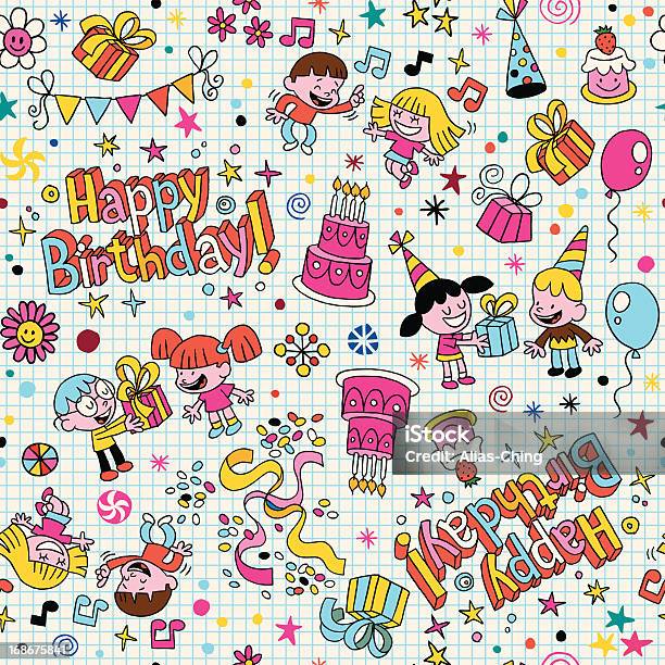 Festa Di Buon Compleanno Bambini Motivo - Immagini vettoriali stock e altre immagini di Musica - Musica, A forma di stella, Bambine femmine