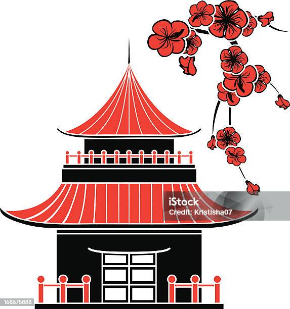 Asiático Casa - Arte vetorial de stock e mais imagens de Cultura Chinesa - Cultura Chinesa, Exterior de edifício, Vermelho