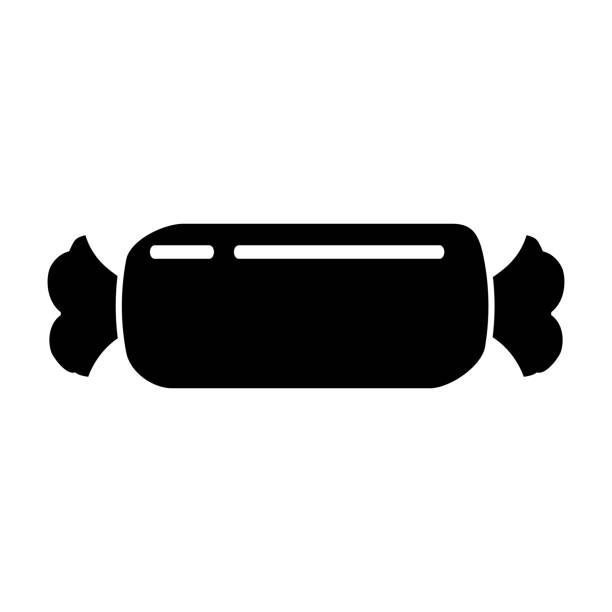 süßigkeiten in einem wrapper lutscher icon silhouette schwarz flacher stil isolierter vektor - peppermint candy stick striped stock-grafiken, -clipart, -cartoons und -symbole