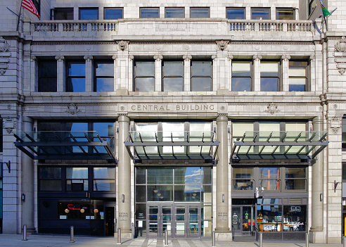 Seattle, King County, Washington state, United States: Central Building, historic Beaux-Arts office and services building designed by engineer / architect Charles Ronald Aldrich - 3rd Avenue, Central Business District.