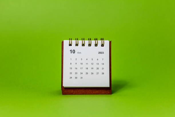 istock Hello October 2023. Desktop calendar for planning and managing each date. 1686838456