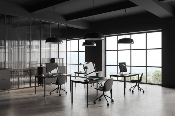 istock Gray and glass opens space office corner with windows 1686892956