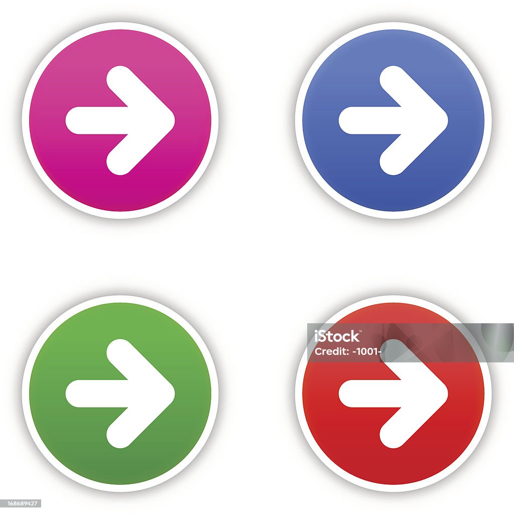 Círculo de flechas Etiqueta satinada web iconos botones pegatina de sombras grises - arte vectorial de Azul libre de derechos